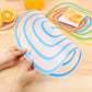 Flexible PP cutting board set, 6 pieces, blue concentric cutting guide