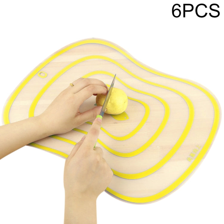 Flexible PP cutting board set, 6 pieces, yellow concentric guide lines