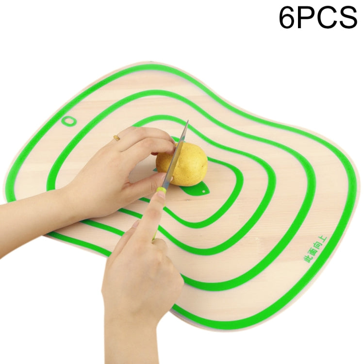 Flexible PP cutting board set, 6 pieces, green concentric guide lines