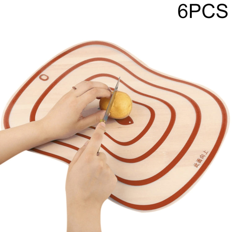 Flexible PP cutting board set, 6 pieces, orange concentric cutting guide