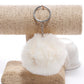 Cream faux fur pompon keychain with metal key ring and dangling chain