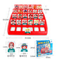 Red guess board logic game with portrait tiles and size measurements