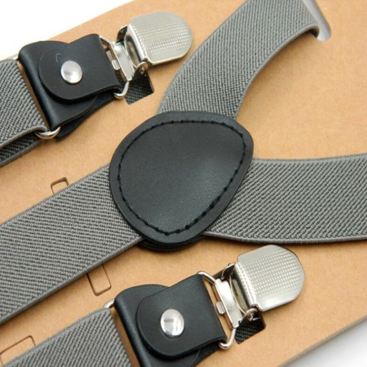Bib pants anti-drop clips with gray webbing and black oval connector, Y-clip style