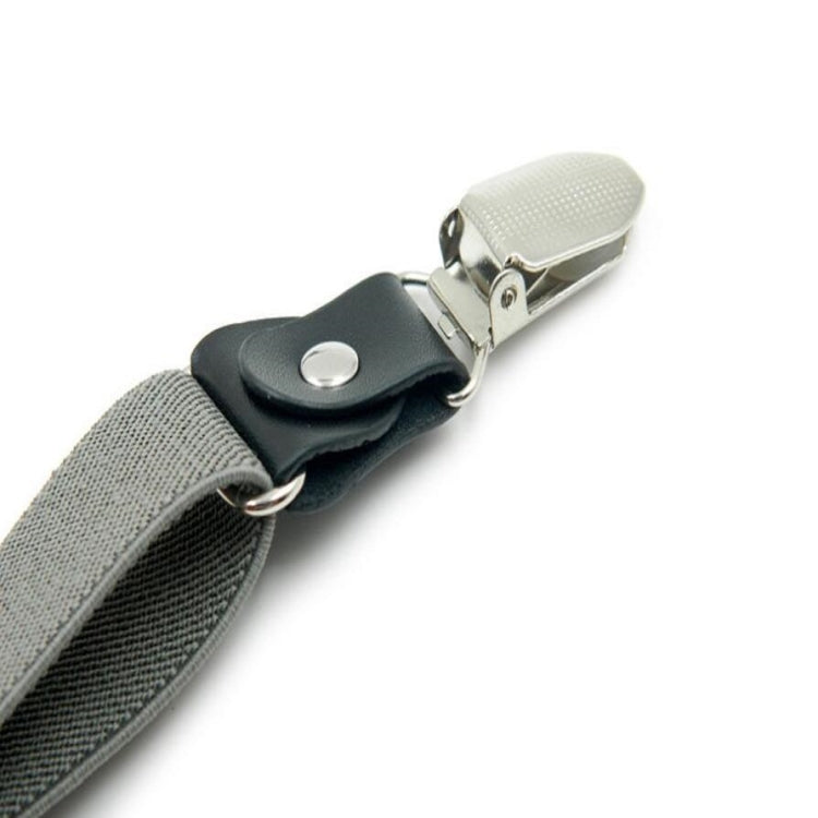 Gray bib pants anti-drop clip with metal snap and black connector cover