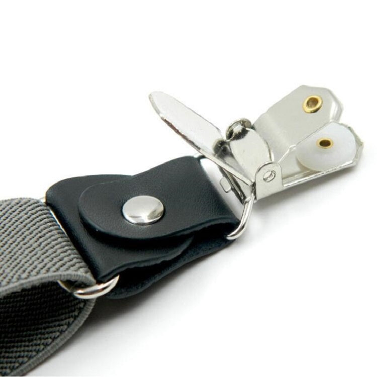 Black bib pants anti-drop clip with silver snap fastener and gray strap edge