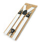 Y-shaped bib pants anti-drop clip set with white straps and black oval connector
