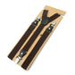 Y-shaped bib pants anti-drop clip set with brown straps and black oval connector