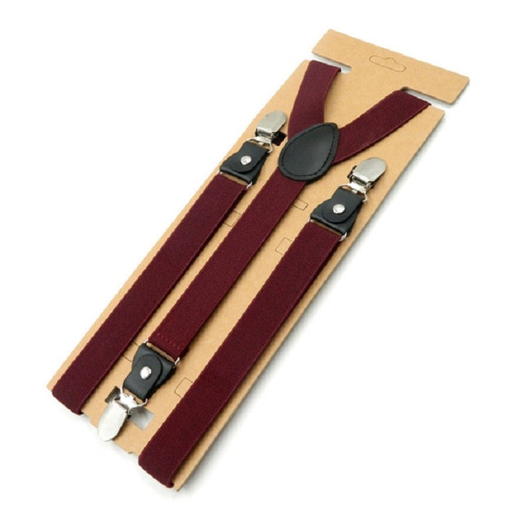 Y-shaped bib pants anti-drop clip set with red wine straps and adjustable metal clips