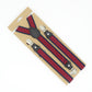 Red and blue striped bib pants anti-drop clip set with Y-shaped shoulder strap