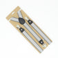 Gray and white striped bib pants anti-drop clip set with Y-shaped shoulder strap