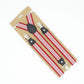 Red and white striped bib pants anti-drop clip set with Y-shaped shoulder strap