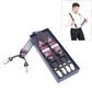Adjustable 6-clips trouser strap set, patterned purple straps with metal clips