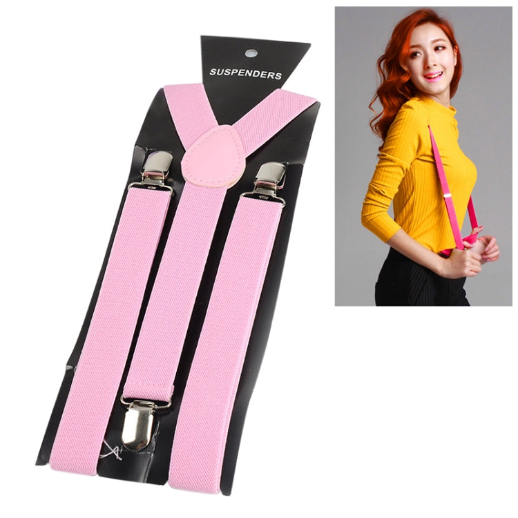 Light pink adjustable shoulder straps with round center patch and metal clips