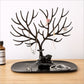 Black antler-shaped jewelry storage organizer with hanging hooks and tray base