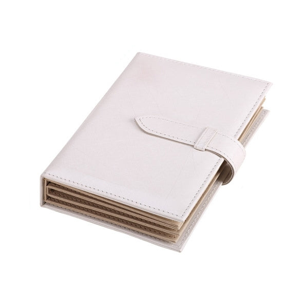 White PU leather jewelry organizer storage box with fold-over clasp