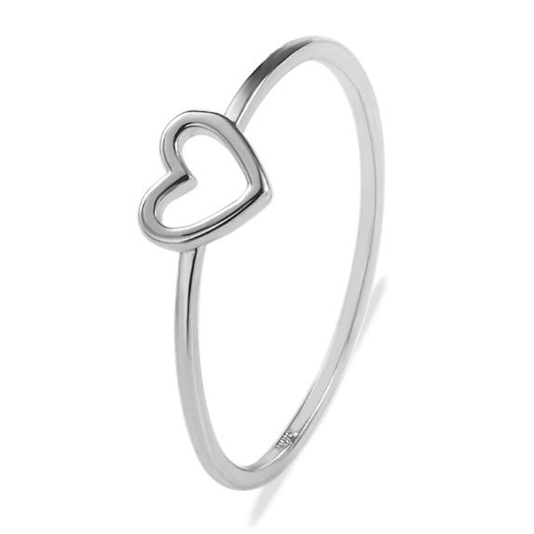 Silver-tone heart-shaped ring with slim band