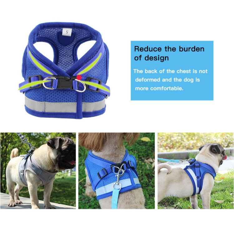 Adjustable Polyester Mesh Reflective Vest Lead Leash for Pet Dog, S, M, L, XL