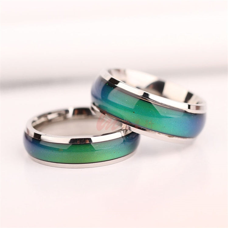 Color-changing mood ring set, silver-tone bands with green and blue gradient inlays