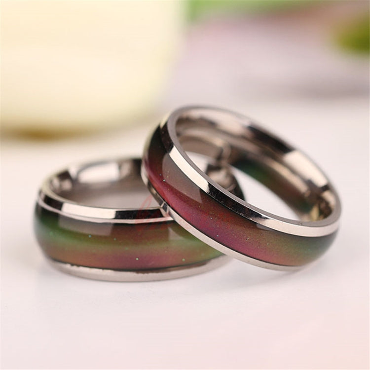 Color-changing mood ring set, silver-tone bands with red-purple and green gradient inlays