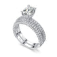 Cubic zirconia double-row engagement ring with round center stone