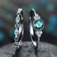 2-piece women’s zircon gemstone ring set with teal stones