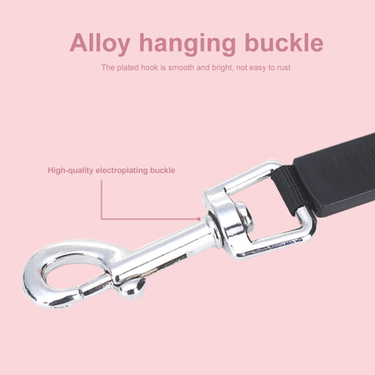 Retractable dog leash with chrome clasp and black strap on end