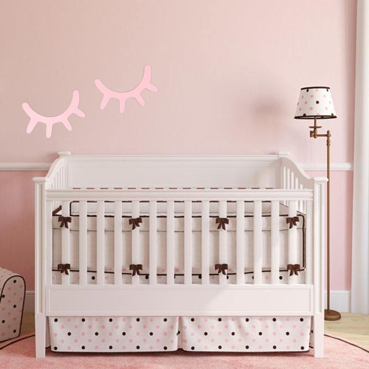 Pink 3D eyelash wall sticker set, with two small curved lash accents