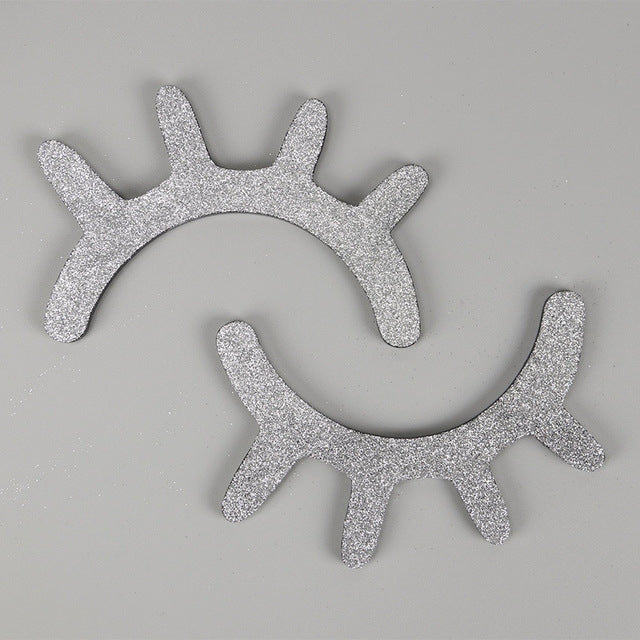 Silver glitter 3D eyelash wall sticker, single curved lash shape
