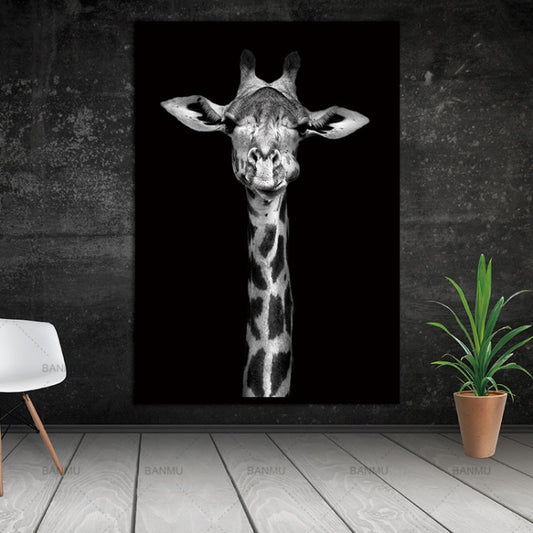 Simple Black and White Animal Decoration Painting Study Living Room Sofa Background Wall Painting Without Frame, 13X18cm, 20X25cm, 21X30cm, 30X40cm, 40X50cm, 40X60cm, 50X70cm