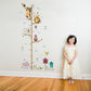Cartoon animal height measure wall decal with lion, monkey, owl and elephant figures