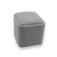 Flannel grey jewelry gift box with padded lid, closed and rounded top