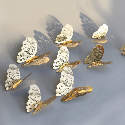 3D hollow butterfly wall stickers in gold and silver, multiple butterflies