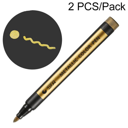 Gold metallic color pen marker, chisel tip, ribbed cap