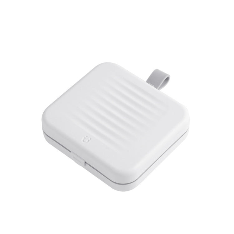 Magnetic sewing storage box, white, compact hinged case with side latch