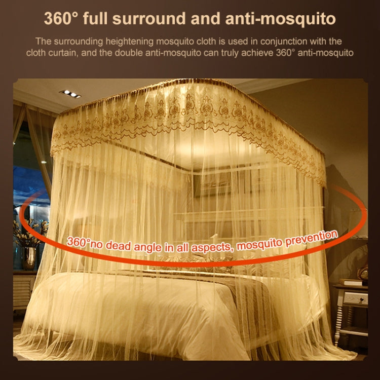 360-style retractable mosquito net canopy with lace-trimmed top in beige