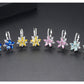 Colorful flower-shaped cubic zirconia stud earrings set with silver-tone backs