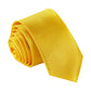 Yellow narrow necktie, solid color with woven texture and stacked roll detail