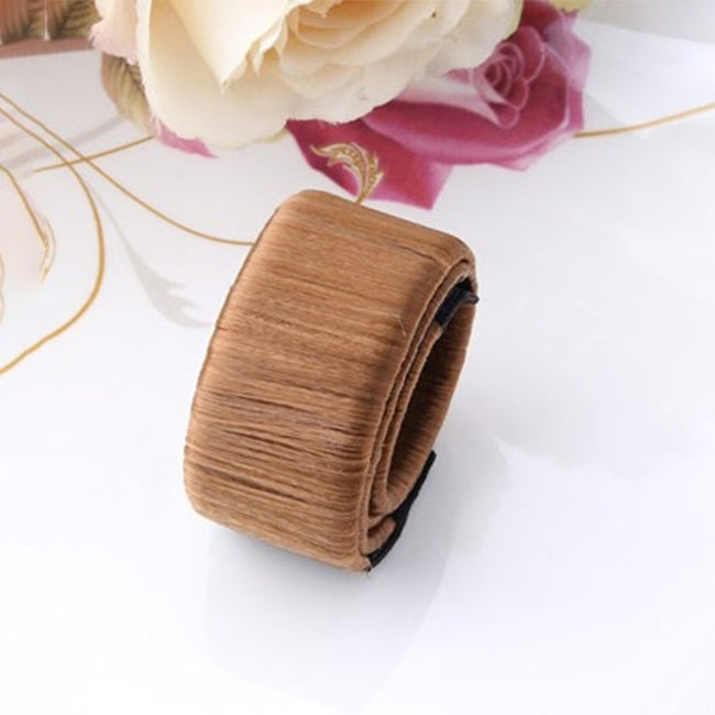 3-piece hair bun maker donut tool, light coffee brown hairpiece ring