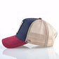 Embroidered animal baseball cap in navy with beige mesh panels and burgundy underside.