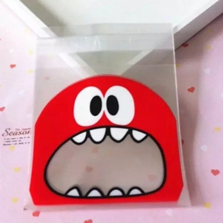 Red monster-mouth cookie gift plastic bag, printed monster face on clear OPP wrap