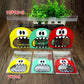 Set of mini monster-face cookie gift OPP bags in red, green, and yellow colors