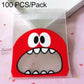 Red monster-mouth cookie gift plastic bag, printed face on clear OPP packaging