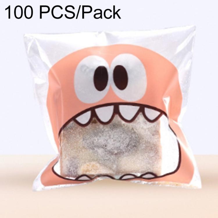 Orange monster face OPP treat bag for cookies and candy, sealed top