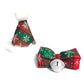Pet Christmas plaid hat and bow tie set with silver bell, items shown separately