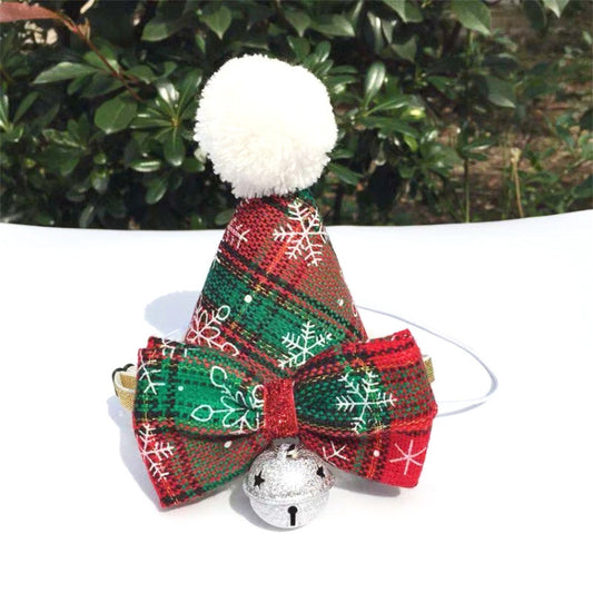 Pet Christmas Hat and Bow Tie Set Holiday Accessories, Bow Tie Set