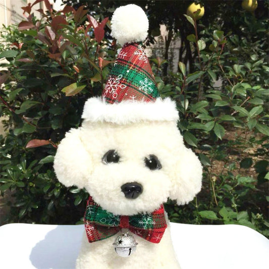 Pet Christmas Hat and Bow Tie Set Holiday Accessories, Bow Tie Set
