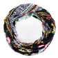 Printed cotton hat wrap loop with multicolor stripes and floral motifs