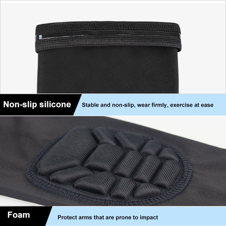 Black elbow compression sleeve with anti-slip cuff and padded anti-collision elbow guard