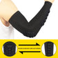 Black elbow protective compression sleeve with textured grip cuff and padded guard