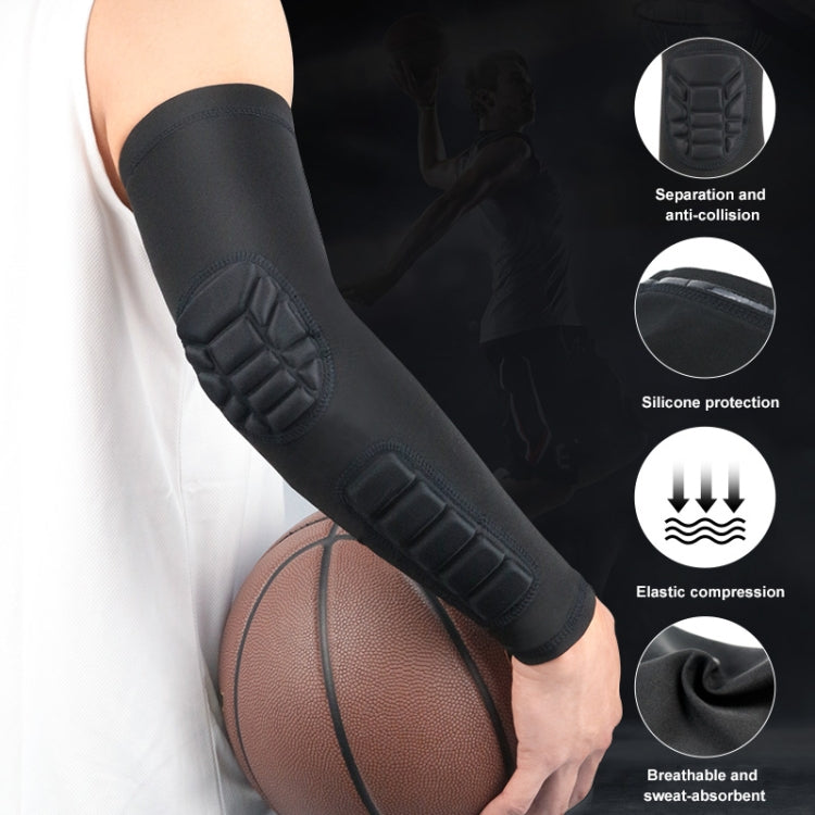 Black elbow sleeve with segmented protective pad and elastic compression band